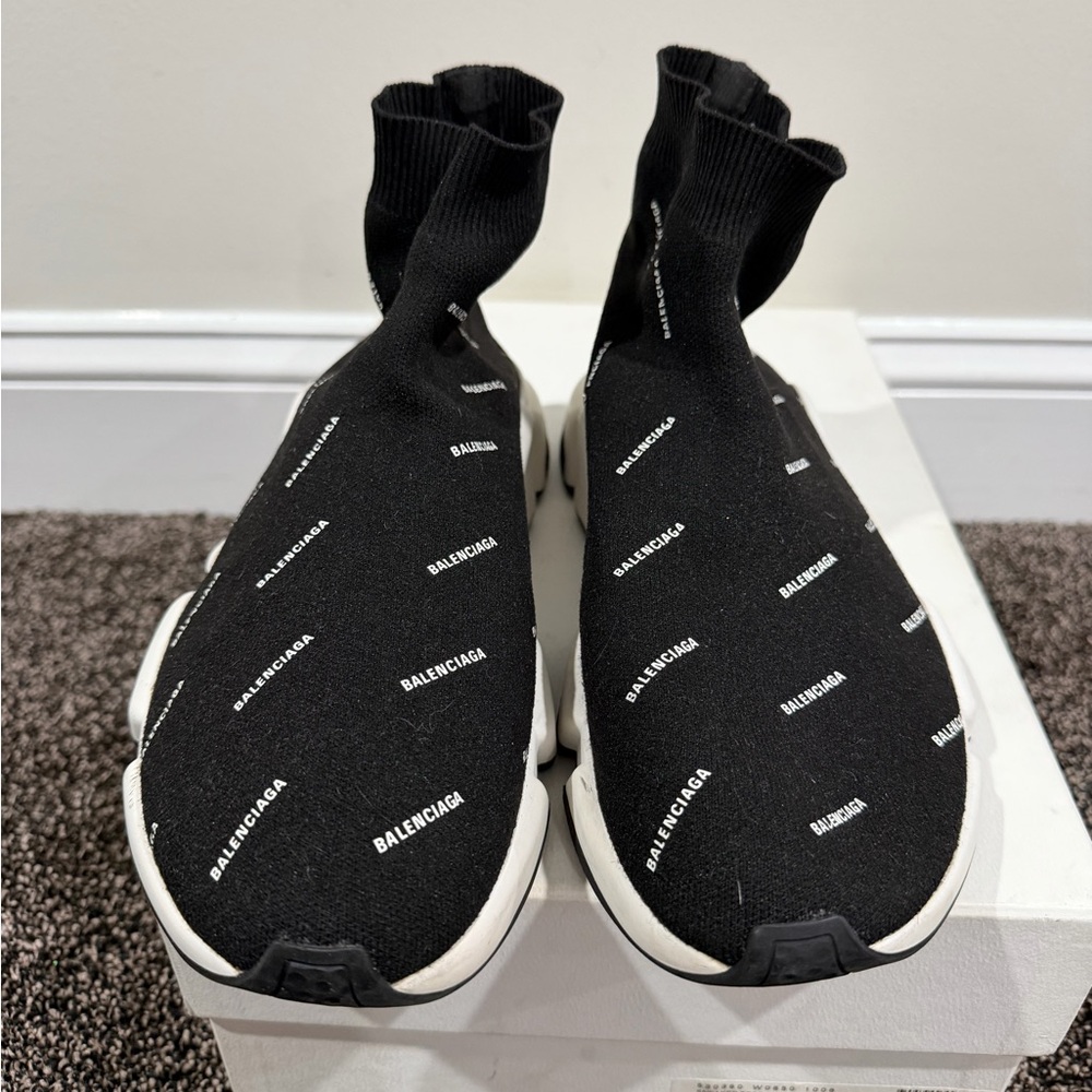 Balenciaga Monogram all Over Logo Speed Trainer Sneakers - Picture 5 of 10